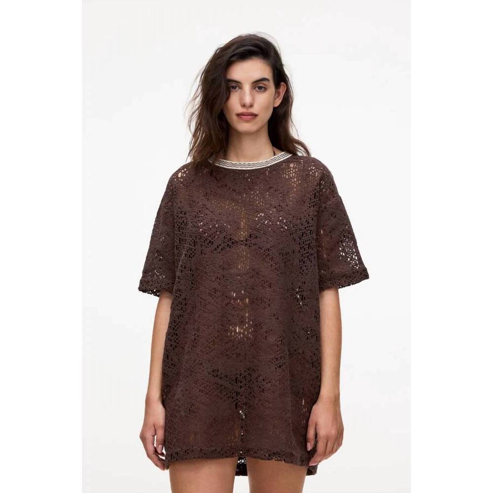 NEW OAS astrea pegasus crochet dress in brown